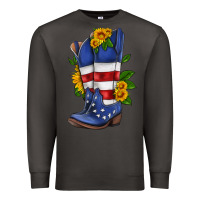 Smoke american cowboy boot with sunflower Premium Sweatshirt - HRA Design Shop