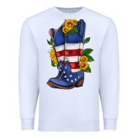 White american cowboy boot with sunflower Premium Sweatshirt - HRA Design Shop