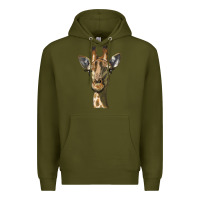 Army Green giraffe head Premium Hoodie - LillyAllenDesigns