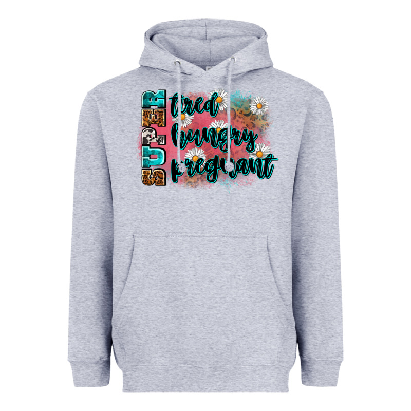 Super Tired Super Hungry Super Pregnant Heavyweight Hoodie by Zillion Design Studio | Teevron