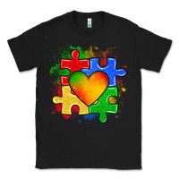Black autism puzzle pieces heart Classic Tee - Zillion Design Studio