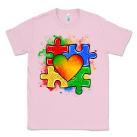 Bubblegum Pink autism puzzle pieces heart Classic Tee - Zillion Design Studio