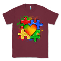 Burgundy autism puzzle pieces heart Classic Tee - Zillion Design Studio