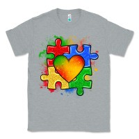 Heather Grey autism puzzle pieces heart Classic Tee - Zillion Design Studio