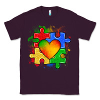 Plum autism puzzle pieces heart Classic Tee - Zillion Design Studio