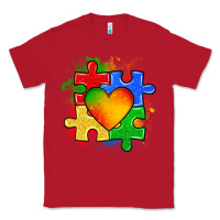 Red autism puzzle pieces heart Classic Tee - Zillion Design Studio