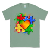 Sage autism puzzle pieces heart Classic Tee - Zillion Design Studio