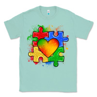 Seafoam autism puzzle pieces heart Classic Tee - Zillion Design Studio