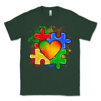 Sports Green autism puzzle pieces heart Classic Tee - Zillion Design Studio