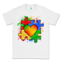 White autism puzzle pieces heart Classic Tee - Zillion Design Studio