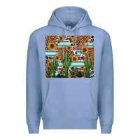 Colony Blue western cactus and sunflowers Premium Hoodie - Jasminsmagicworld