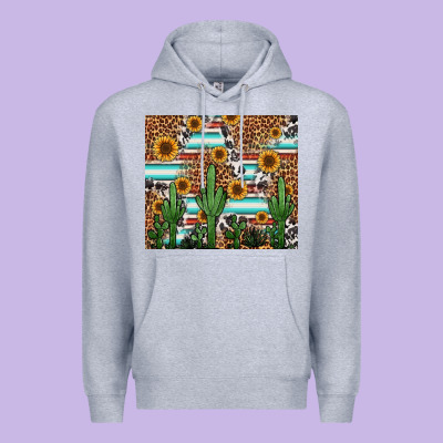 Western Cactus And Sunflowers Premium Hoodie Designed By Jasminsmagicworld