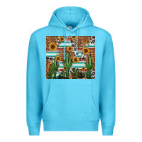 Ocean Blue western cactus and sunflowers Premium Hoodie - Jasminsmagicworld