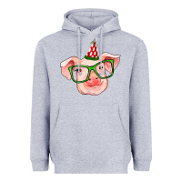 Heather Grey pig christmas Heavyweight Hoodie - RanaPortraitStore
