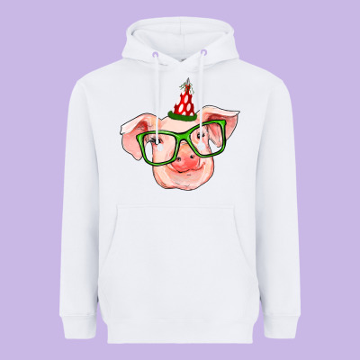 Pig Christmas Heavyweight Hoodie Designed By Ranaportraitstore