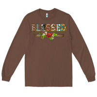 Chestnut blessed and floral cross Long Sleeve Tee - BarkalooDesign