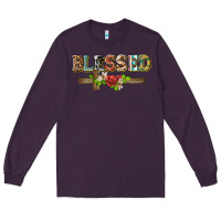 Plum blessed and floral cross Long Sleeve Tee - BarkalooDesign