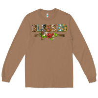 Toasted Coconut blessed and floral cross Long Sleeve Tee - BarkalooDesign