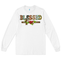 White blessed and floral cross Long Sleeve Tee - BarkalooDesign