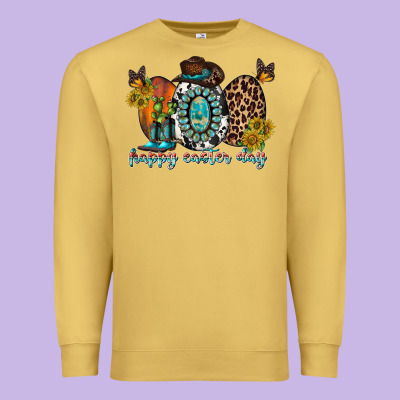 Happy Easter Egg Western Premium Sweatshirt Designed By Racoondesign