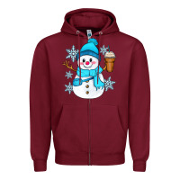 Burgundy cute snowman Zipper Hoodie - Zillion Design Studio