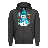 Charcoal Heather cute snowman Zipper Hoodie - Zillion Design Studio