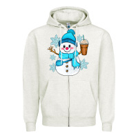 Oatmeal Heather cute snowman Zipper Hoodie - Zillion Design Studio