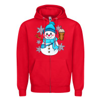 Red cute snowman Zipper Hoodie - Zillion Design Studio