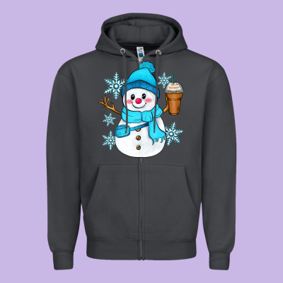 Cute Snowman Zipper Hoodie Designed By Zillion Design Studio