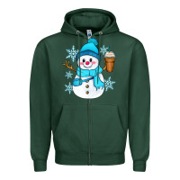 Sports Green cute snowman Zipper Hoodie - Zillion Design Studio