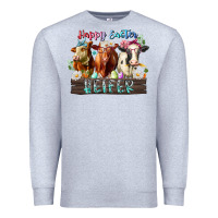 Heather Grey happy easter heifer Premium Sweatshirt - RacoonDesign