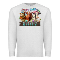 Oatmeal Heather happy easter heifer Premium Sweatshirt - RacoonDesign