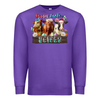 Purple happy easter heifer Premium Sweatshirt - RacoonDesign