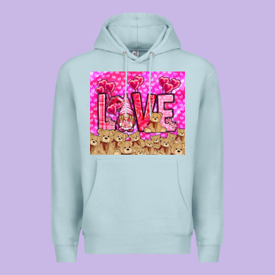 Love Gnome With Bear Premium Hoodie Designed By Nancycooperartshop