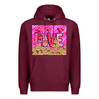 Burgundy love gnome with bear Premium Hoodie - NancyCooperArtShop
