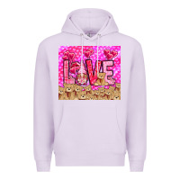 Lilac love gnome with bear Premium Hoodie - NancyCooperArtShop