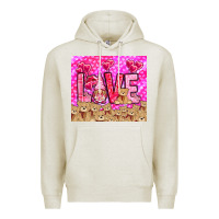 Oatmeal Heather love gnome with bear Premium Hoodie - NancyCooperArtShop