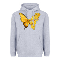 Heather Grey flowers and childhood cancer ribbon butterfly Heavyweight Hoodie - texasbilliewilder
