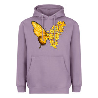 Lavender flowers and childhood cancer ribbon butterfly Heavyweight Hoodie - texasbilliewilder