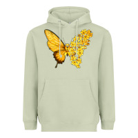 Matcha flowers and childhood cancer ribbon butterfly Heavyweight Hoodie - texasbilliewilder