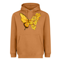Meerkat flowers and childhood cancer ribbon butterfly Heavyweight Hoodie - texasbilliewilder