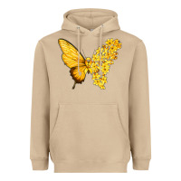 Mushroom flowers and childhood cancer ribbon butterfly Heavyweight Hoodie - texasbilliewilder