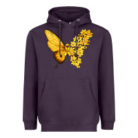 Plum flowers and childhood cancer ribbon butterfly Heavyweight Hoodie - texasbilliewilder