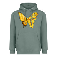 Sage flowers and childhood cancer ribbon butterfly Heavyweight Hoodie - texasbilliewilder