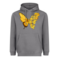 Storm flowers and childhood cancer ribbon butterfly Heavyweight Hoodie - texasbilliewilder