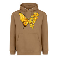 Toasted Coconut flowers and childhood cancer ribbon butterfly Heavyweight Hoodie - texasbilliewilder