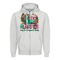 Dove Grey glamper way too boujee for tents 2 Zipper Hoodie - RanaPortraitStore