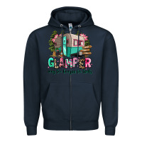 Navy glamper way too boujee for tents 2 Zipper Hoodie - RanaPortraitStore