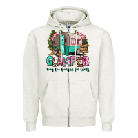 Oatmeal Heather glamper way too boujee for tents 2 Zipper Hoodie - RanaPortraitStore
