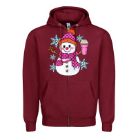 Burgundy bougie snowman Zipper Hoodie - Zillion Design Studio